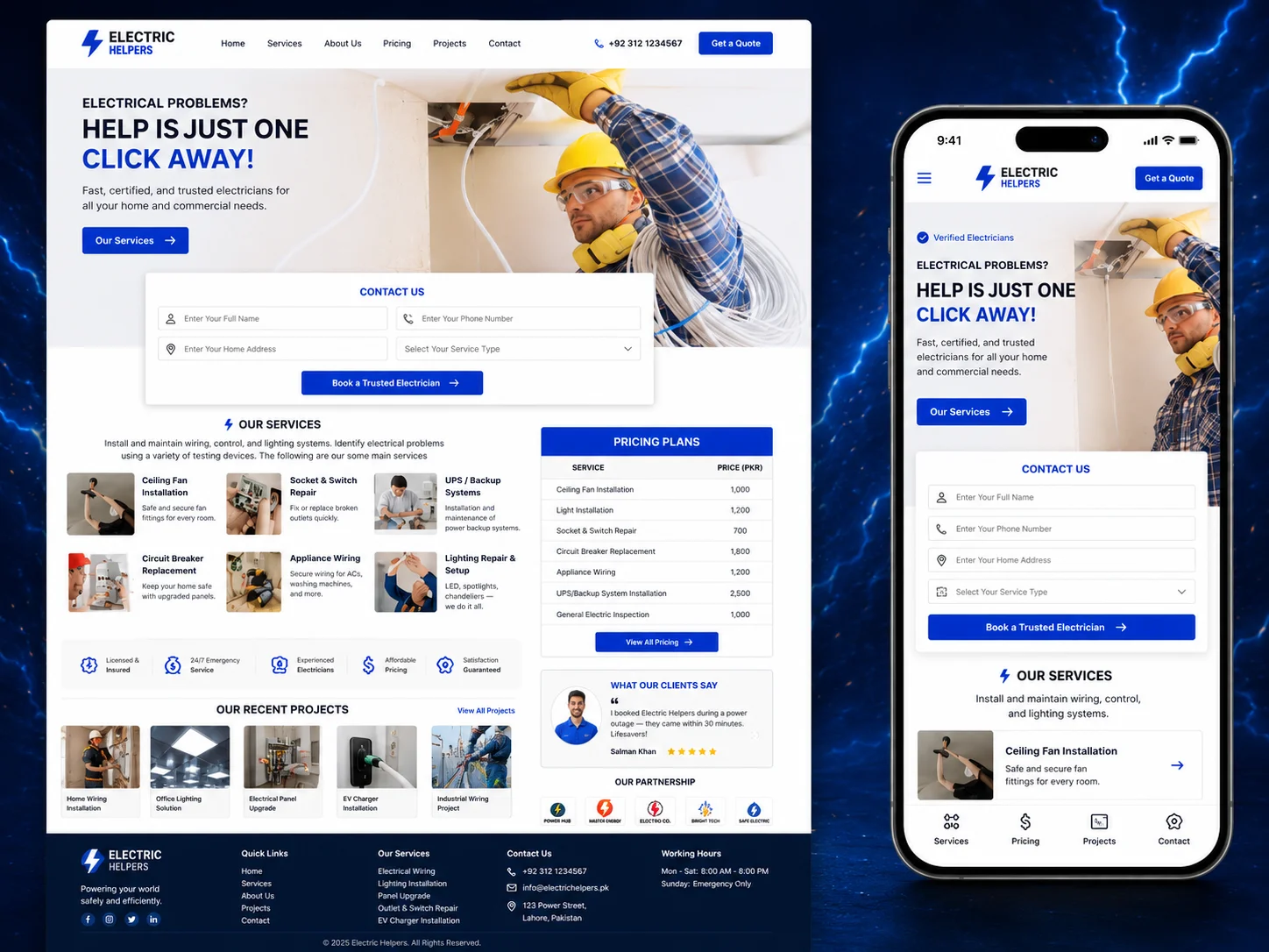 Electric Helpers Service Landing Page Design by Zeeshan Ahmed